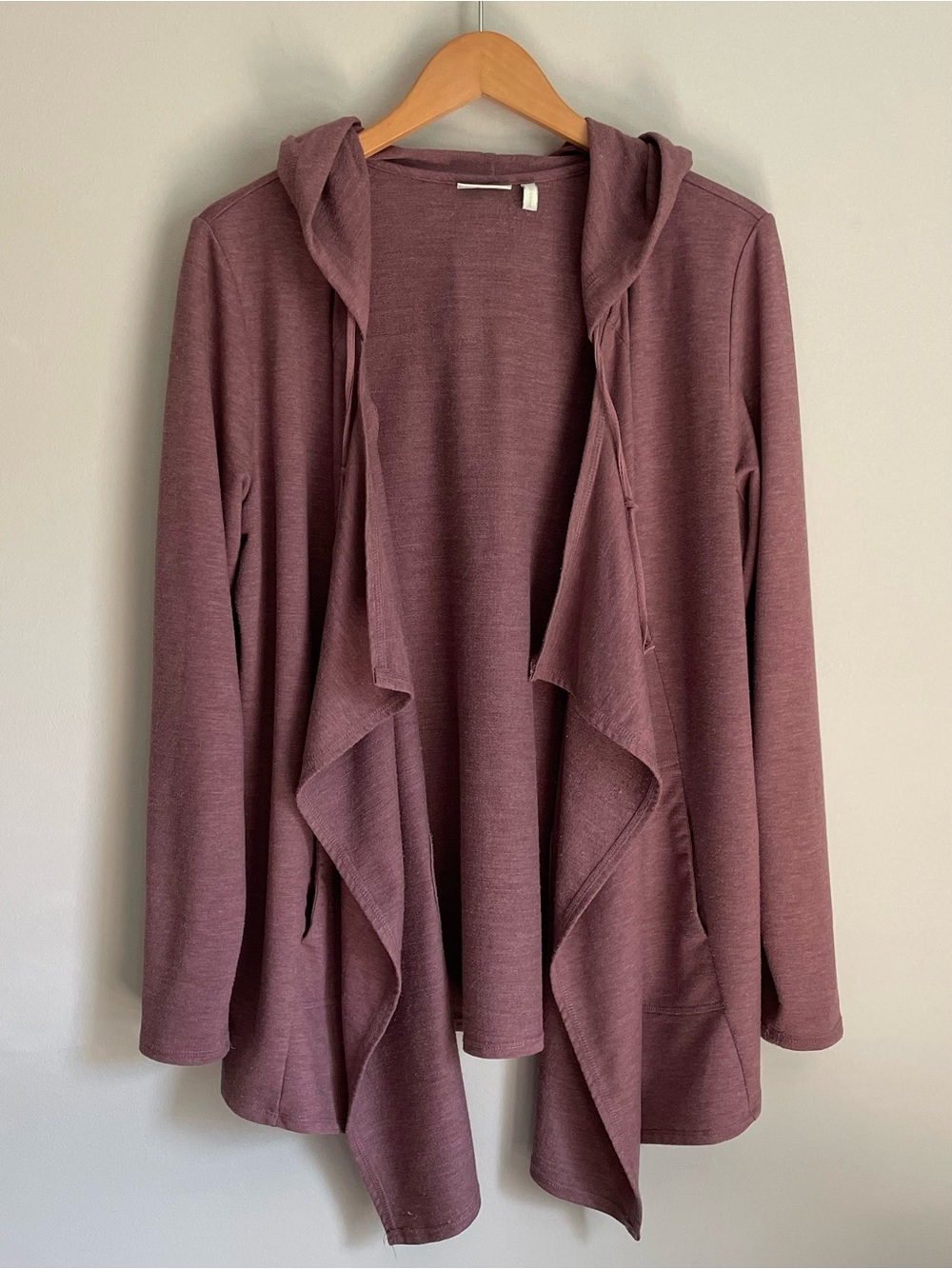 Logo Lounge Hooded Open-Front Draped Cardigan - Mauve
